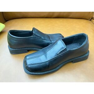 Stacy Adams Nate Loafers Boys Size 11 Black Square Toe Slip‎ On Shoes